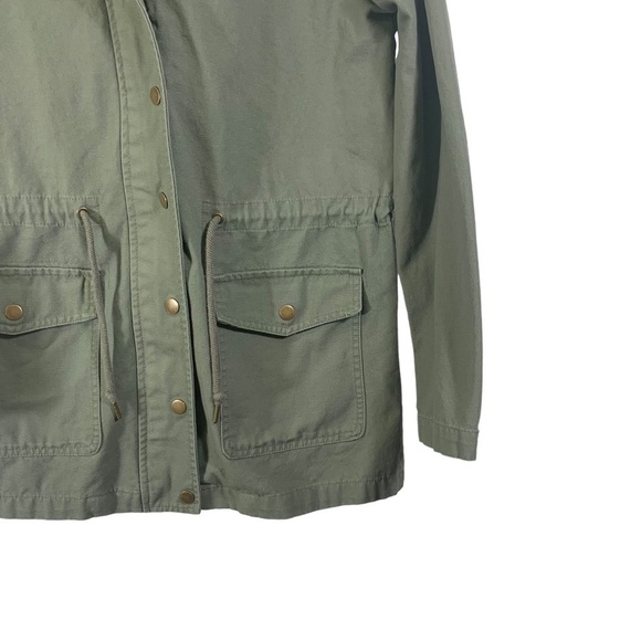Forever 21 Women's Army Green Cotton Jacket with Draw String Waist 2 pockets SM - Picture 4 of 12